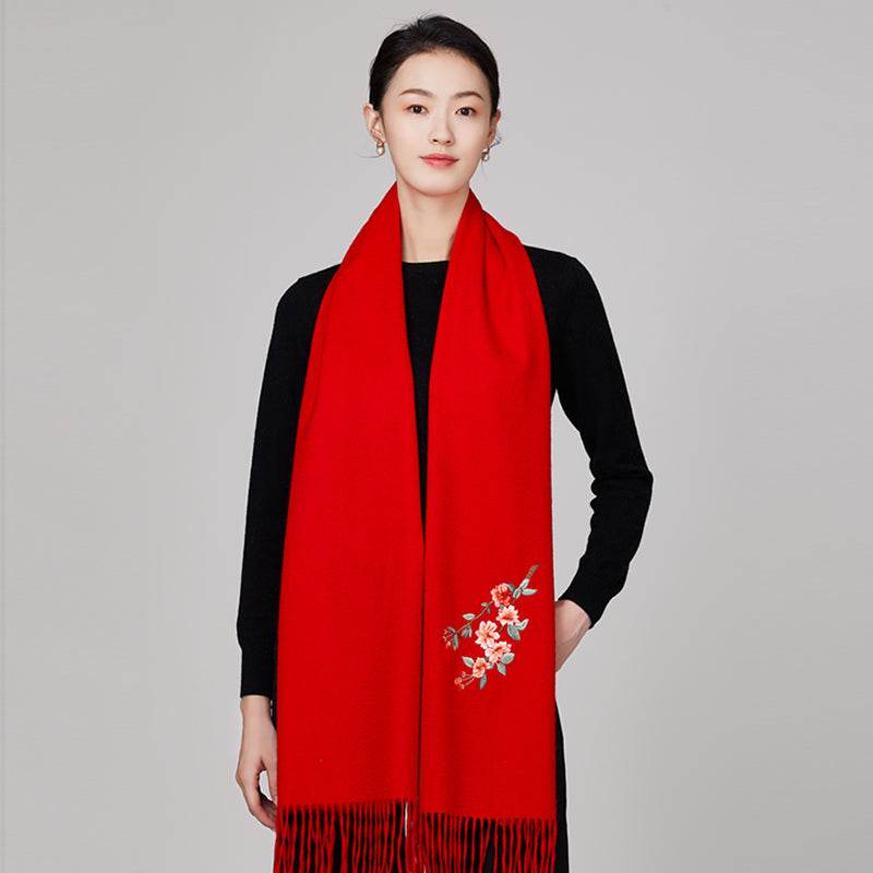 Handmade Embroidery Wool Cashmere Scarf Winter Wrap Shawl 200x38cm - Image 15