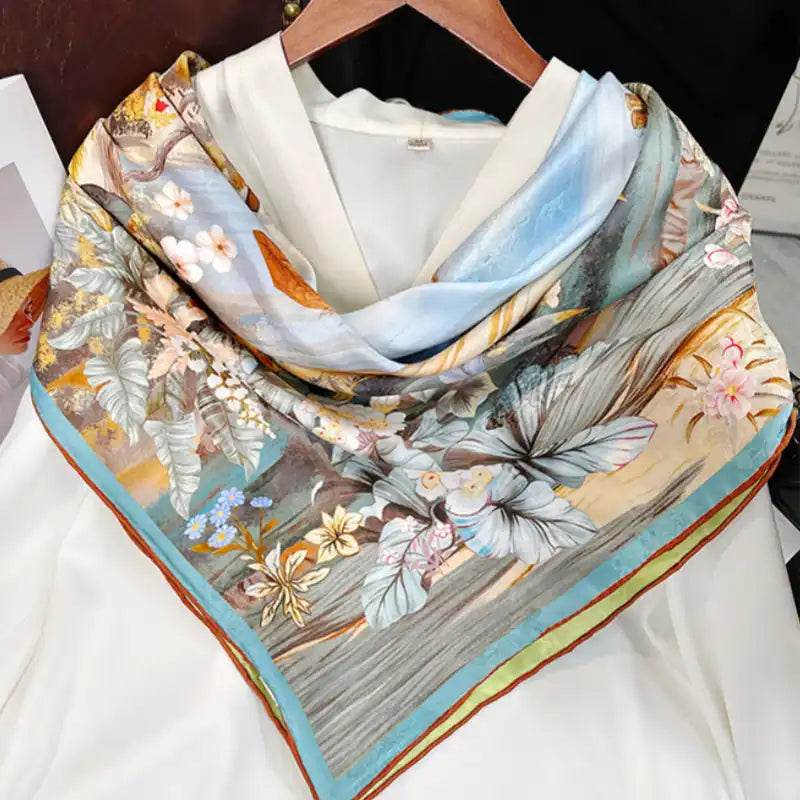 Mulberry Silk 14 Momme Square Scarf Boathouse 108x108 cm - Image 5