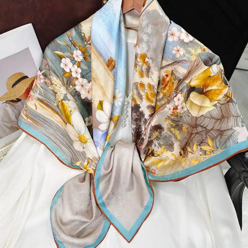 Mulberry Silk 14 Momme Square Scarf Boathouse 108x108 cm - Image 2