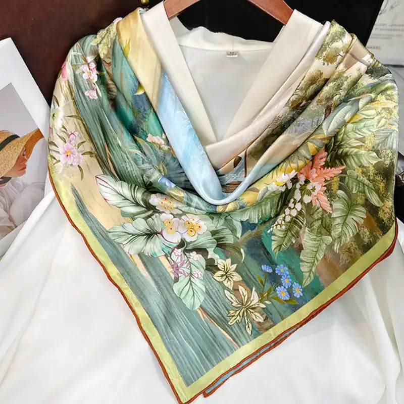 Mulberry Silk 14 Momme Square Scarf Boathouse 108x108 cm - Image 7