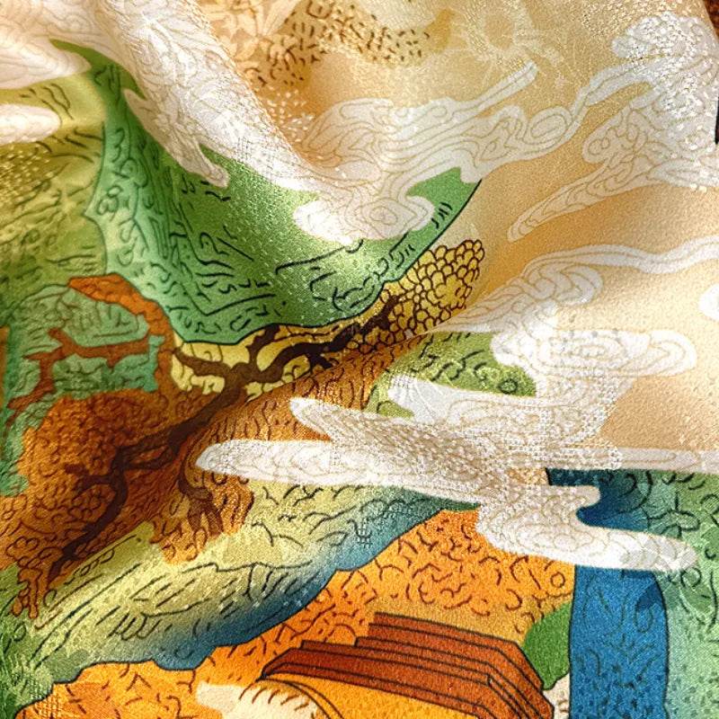 Mulberry Silk 14 Momme Square Scarf Cloud Pavilion 108x108 cm - Image 4