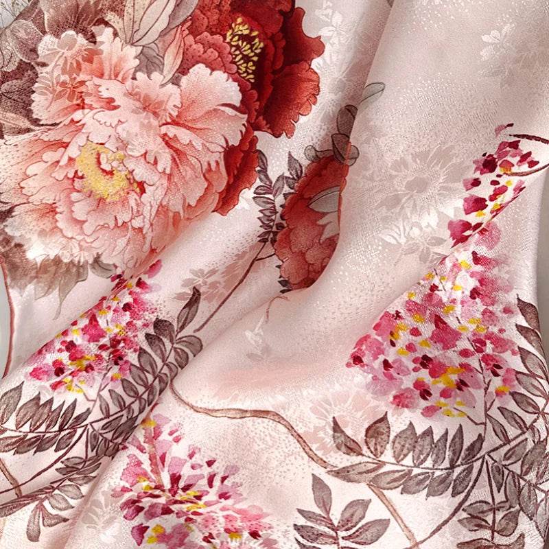 Mulberry Silk 14 Momme Square Scarf Radiant Floral 108x108 cm - Image 6