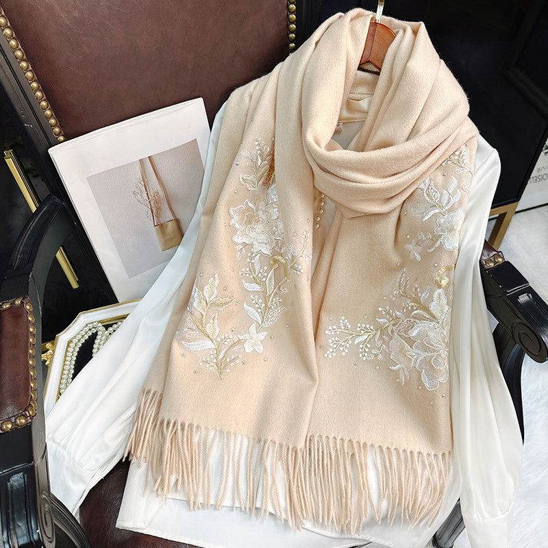 Embroidery 100% Pure Cashmere Scarf Winter Warmth 200x60 cm - Image 2