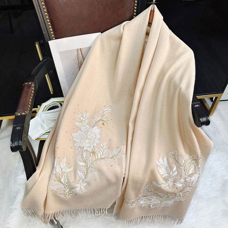 Embroidery 100% Pure Cashmere Scarf Winter Warmth 200x60 cm - Image 3