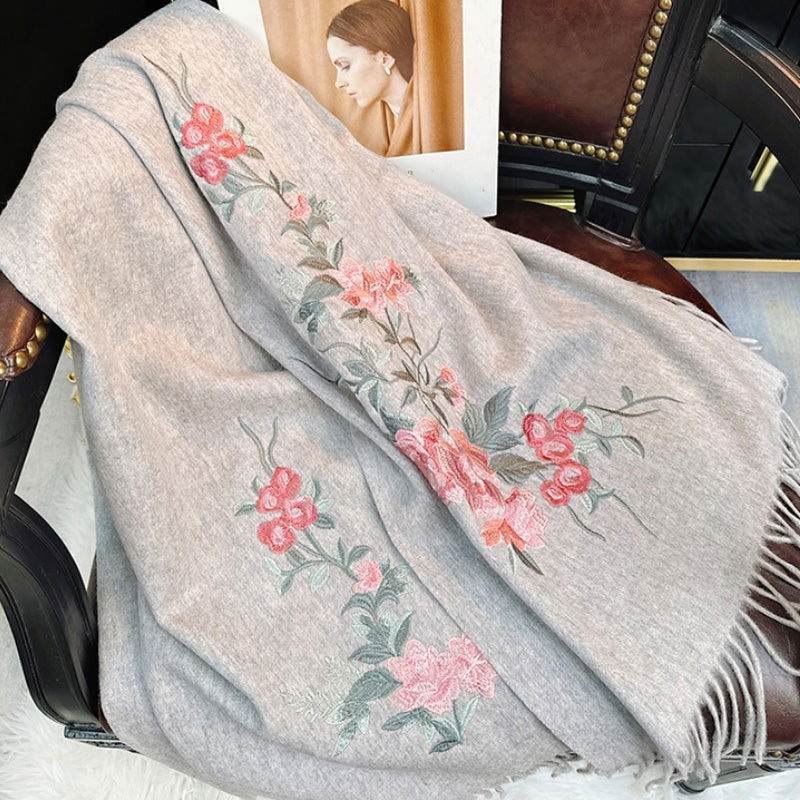 Embroidery 100% Pure Cashmere Scarf Soft and Warm 200x70 cm - Image 5