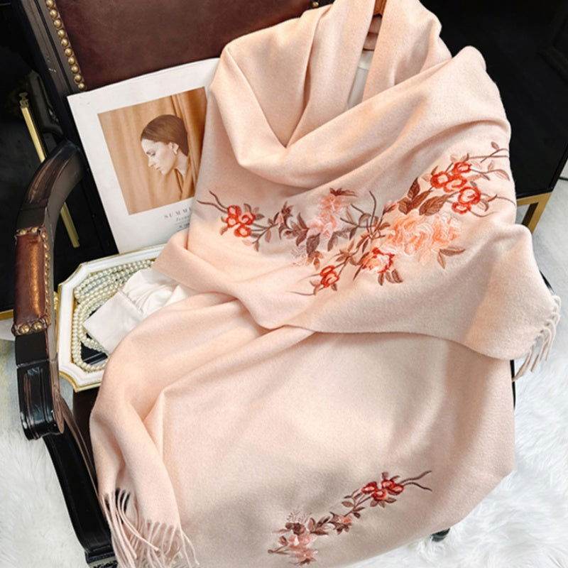 Embroidery 100% Pure Cashmere Scarf Soft and Warm 200x70 cm - Image 7