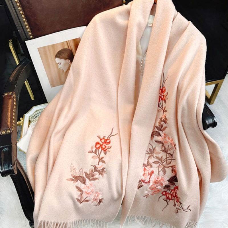 Embroidery 100% Pure Cashmere Scarf Soft and Warm 200x70 cm - Image 9