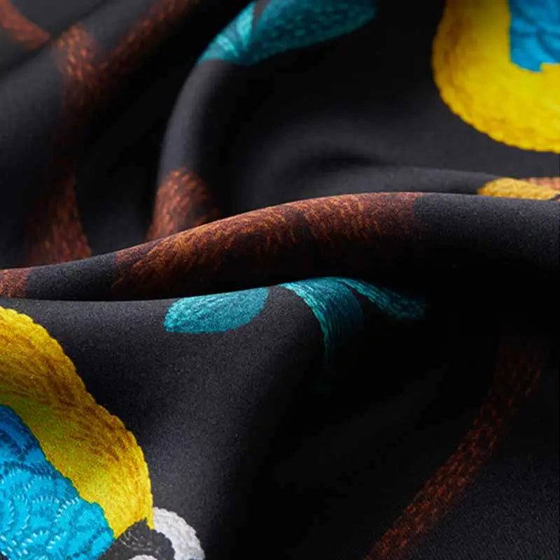 16 Momme Silk Luxury Square Silk Scarf Floral and Avian Design 87x87cm - Image 3