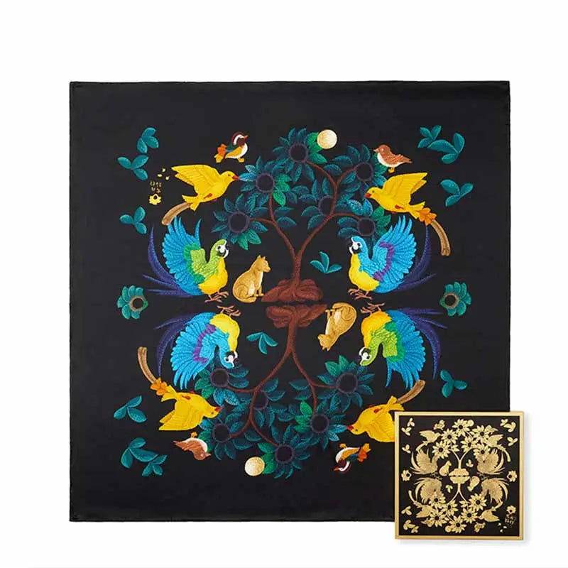 16 Momme Silk Luxury Square Silk Scarf Floral and Avian Design 87x87cm - Image 5