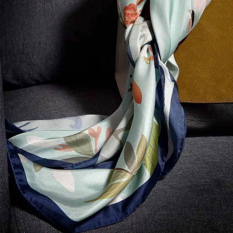 Mulberry Silk Elegant Floral Silk Chiffon Scarf 87 x 87 cm & 175 x 107 cm - Image 3
