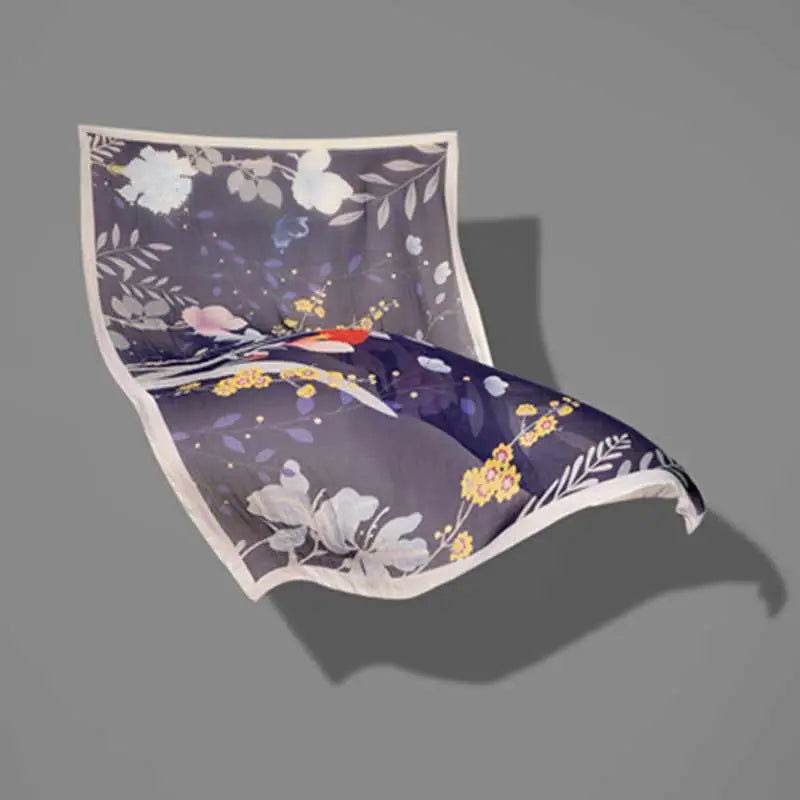 Mulberry Silk Elegant Floral Silk Chiffon Scarf 87 x 87 cm & 175 x 107 cm - Image 7
