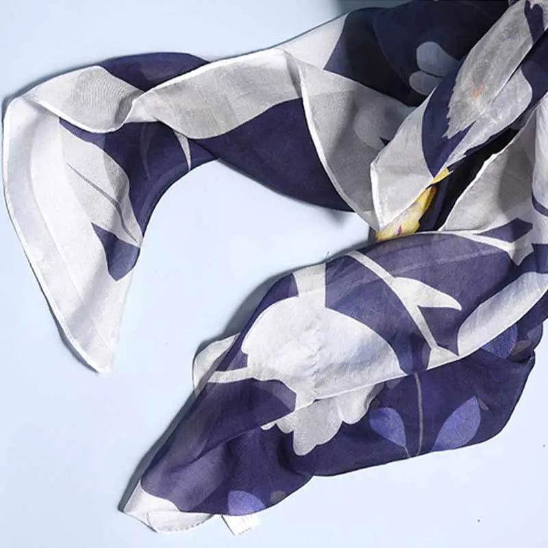 Mulberry Silk Elegant Floral Silk Chiffon Scarf 87 x 87 cm & 175 x 107 cm - Image 8