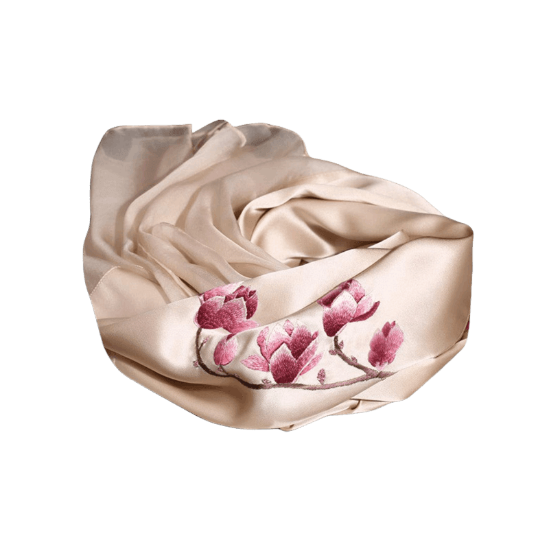 Suzhou Embroidery 100% Mulberry Silk Scarf for Autumn 190x65cm - Image 4