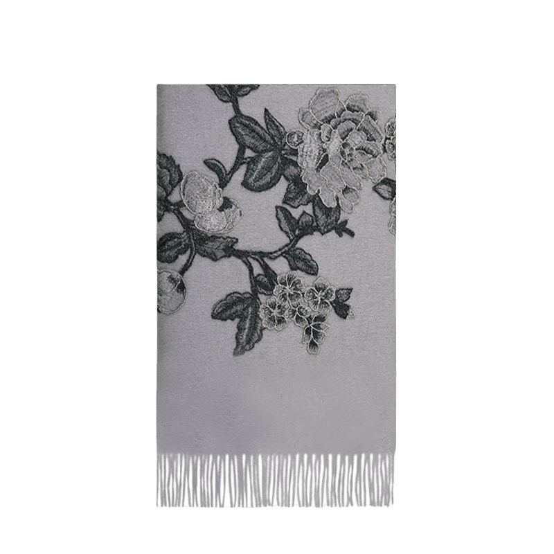 Handcrafted Su Embroidery Cashmere Scarf Premium Quality 200x60cm - Image 10