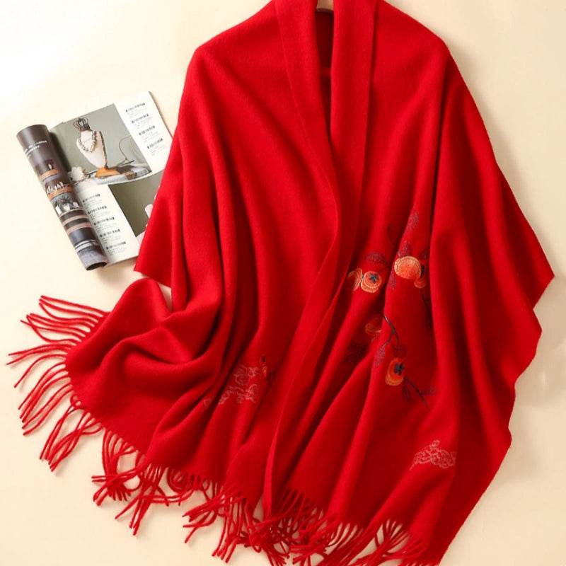 Handcrafted Su Embroidery Cashmere Scarf Luxury Gift Box 200x60cm - Image 3
