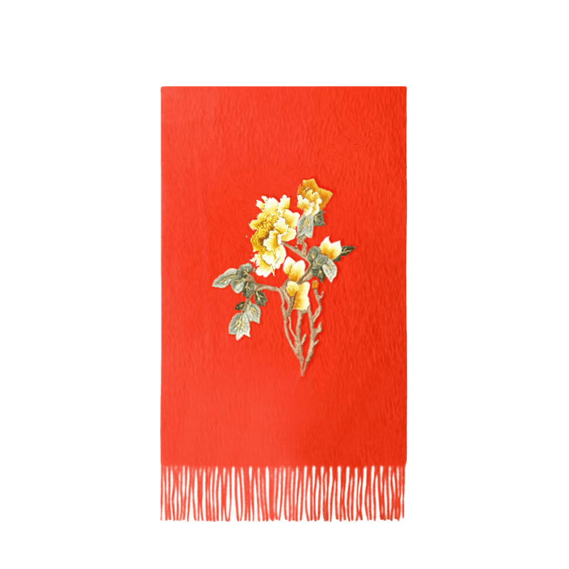 Handcrafted Su Embroidery Cashmere Scarf Warm Winter 200x70cm - Image 18