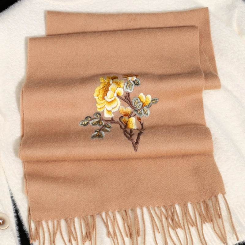 Handcrafted Su Embroidery Cashmere Scarf Warm Winter 200x70cm - Image 10