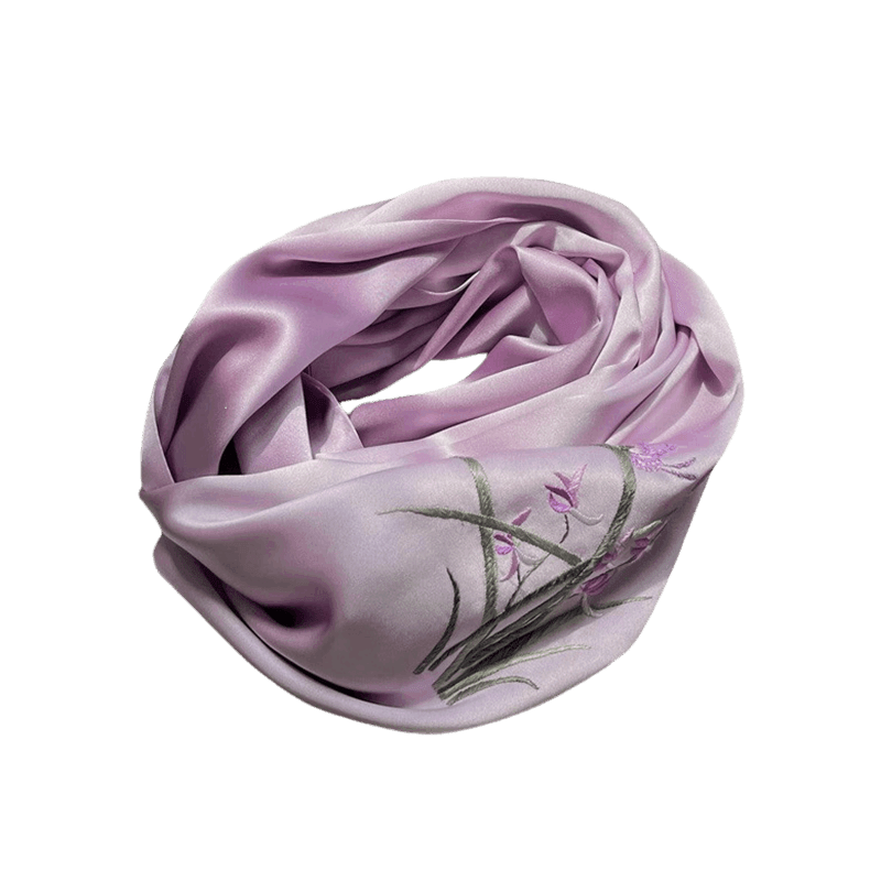 Hand Embroidered Suzhou 16 Momme Silk Scarf Luxury 155x35cm - Image 13
