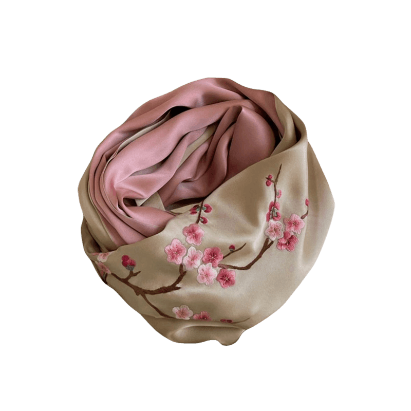 Handmade Suzhou Embroidery 16 Momme Silk Scarf 155x35cm - Image 7