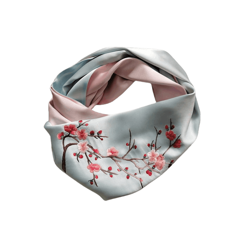 Handmade Su Embroidery 16 Momme Silk Scarf 155x35cm - Image 15