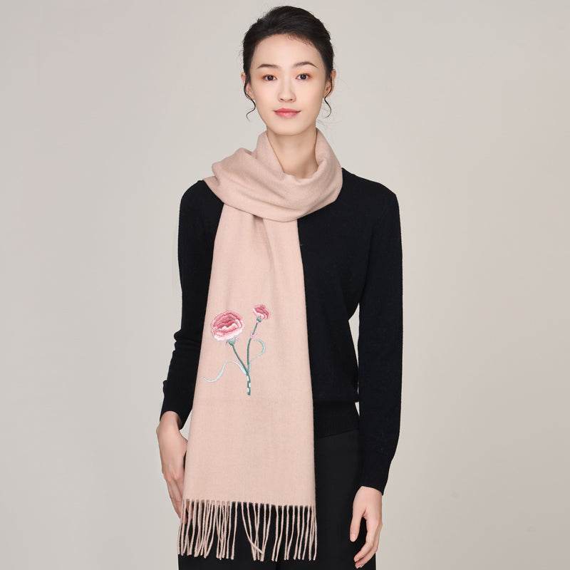 Handmade Suzhou Embroidery Wool Cashmere Scarf Shawl for Women 200x38cm - Image 22