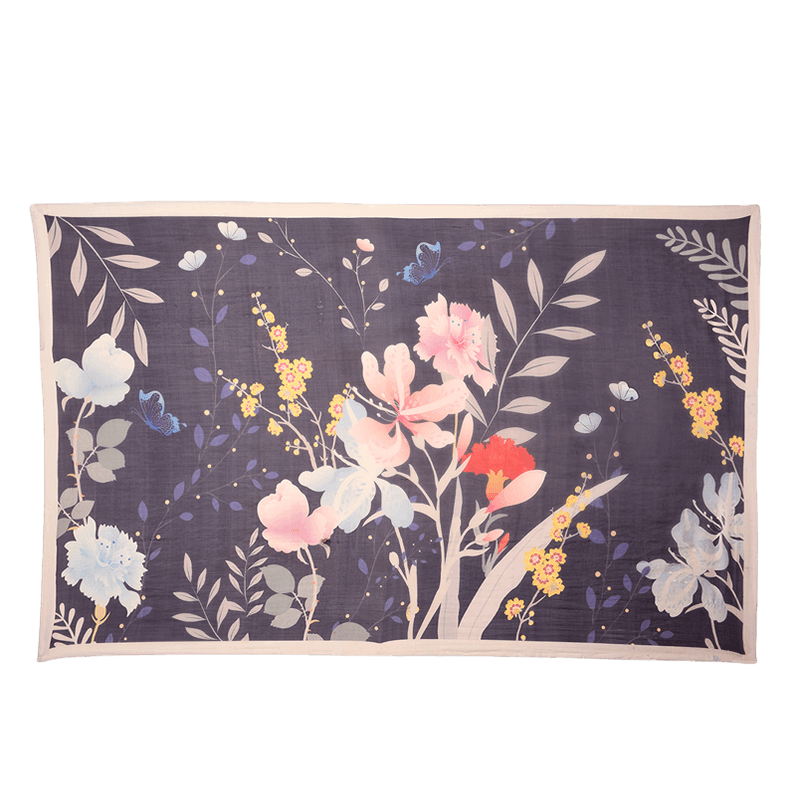 Mulberry Silk Elegant Floral Silk Chiffon Scarf 87 x 87 cm & 175 x 107 cm - Image 5