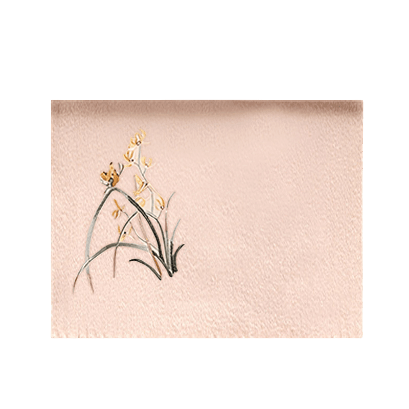 Handcrafted Embroidery Premium 100% Wool Cashmere Scarf Orchid 180x30cm - Image 7