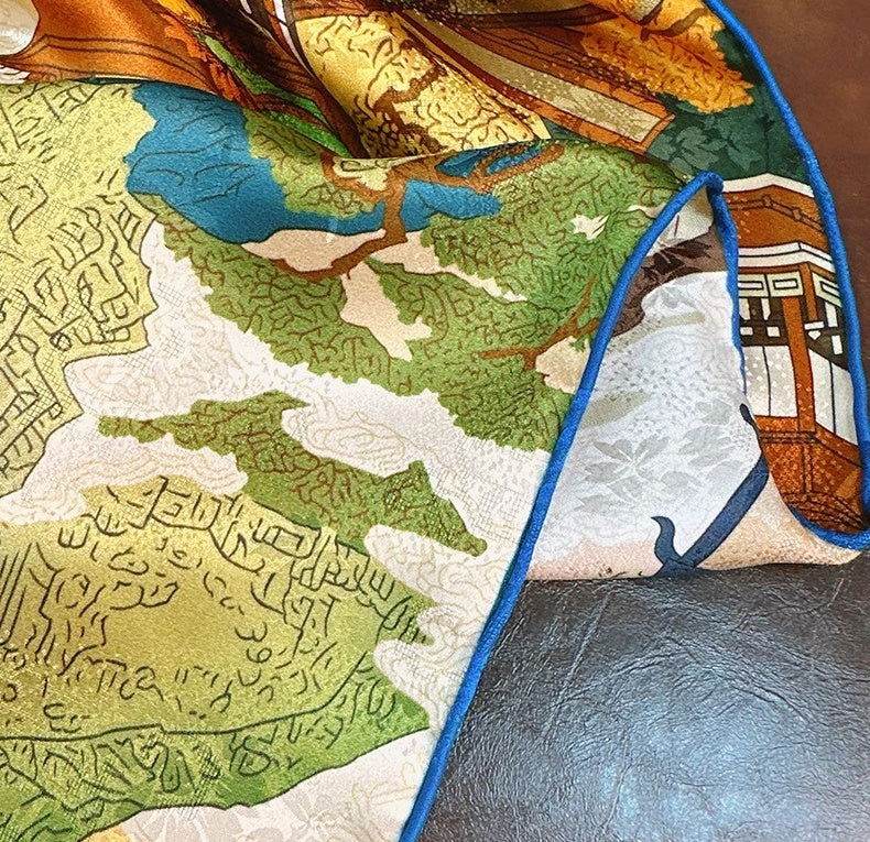 Mulberry Silk 14 Momme Square Scarf Cloud Pavilion 108x108 cm - Image 5