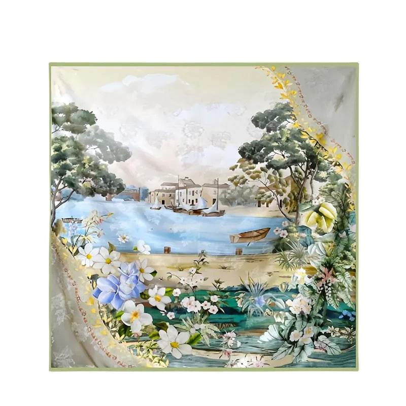 Mulberry Silk 14 Momme Square Scarf Boathouse 108x108 cm - Image 10