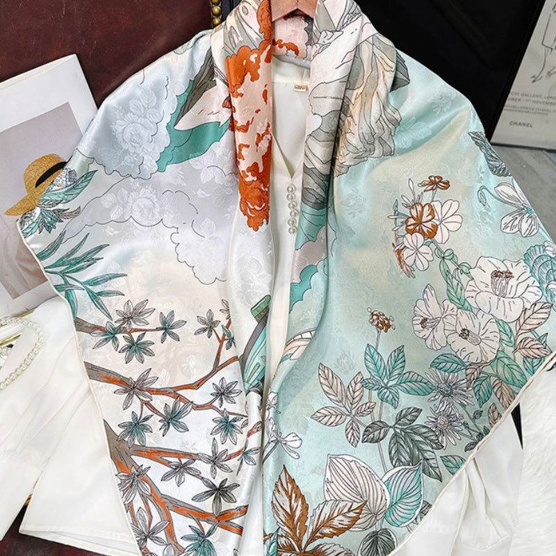 Mulberry Silk 14 Momme Square Scarf Mint Forest 108x108 cm - Image 3