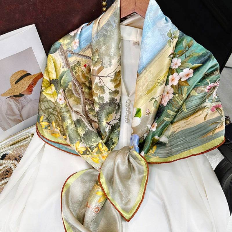 Mulberry Silk 14 Momme Square Scarf Boathouse 108x108 cm - Image 6