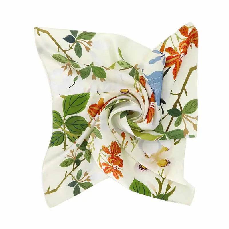 National Museum Floral Silk Square Scarf Four Seasons 53 x 53 cm - Image 8