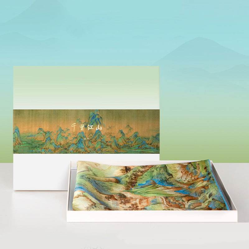 Mulberry Silk Chinese Painting Design Long Scarf 176x52cm - Image 2