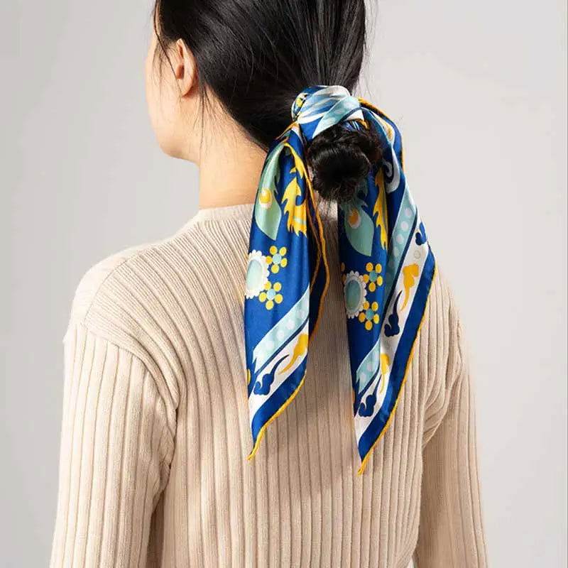 14 Momme Mulberry Silk Square Scarf Phoenix Crown 63x63cm - Image 4