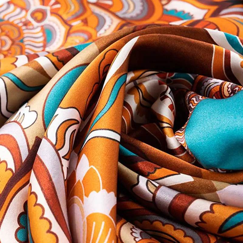 Chinese Style Silk Square Scarf Lotus Design 65 x 65 cm & 88 x 88 cm - Image 5