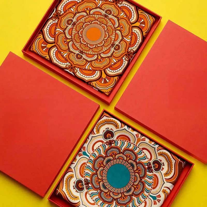 Chinese Style Silk Square Scarf Lotus Design 65 x 65 cm & 88 x 88 cm - Image 7