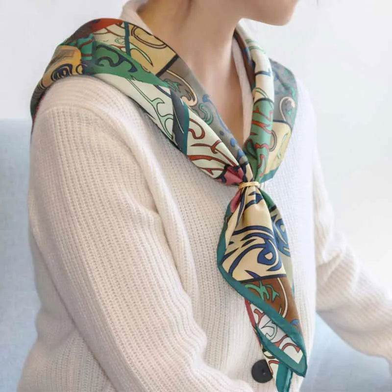 Vintage Silk and Wool Scarf Cloud Pattern 87x87cm & 100x100cm - Image 4