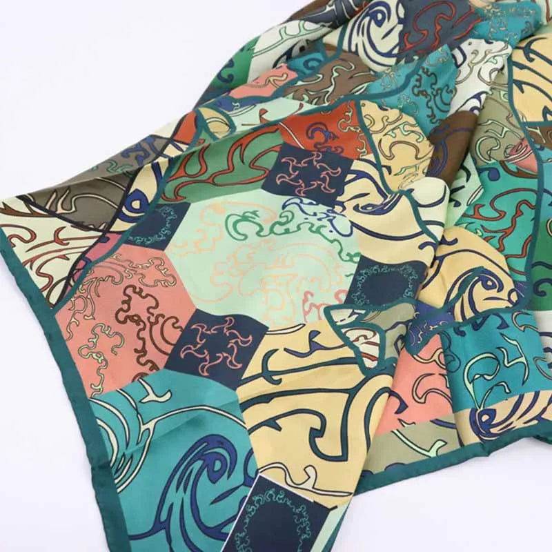 Vintage Silk and Wool Scarf Cloud Pattern 87x87cm & 100x100cm - Image 10