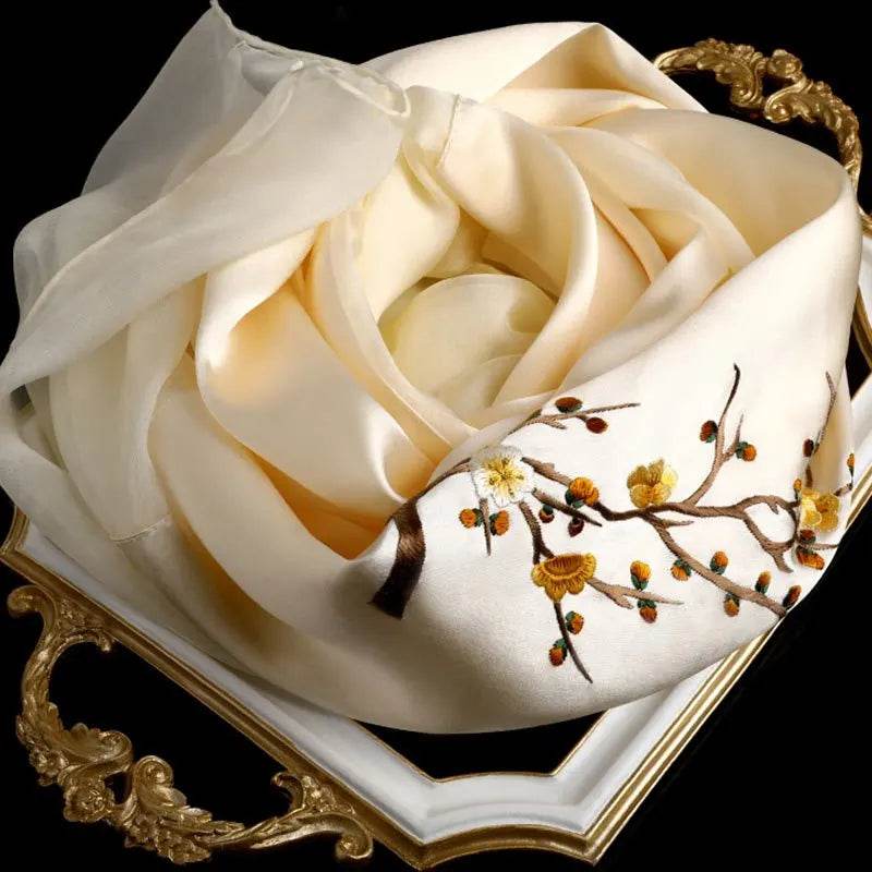 Handcrafted Su Embroidery 16 Momme Silk Scarf Shawl 190x65cm - Image 2