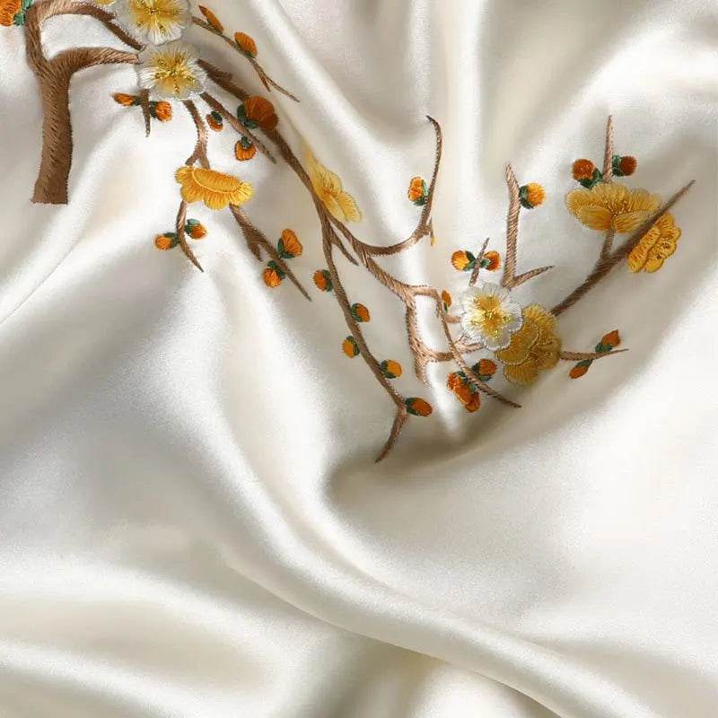 Handcrafted Su Embroidery 16 Momme Silk Scarf Shawl 190x65cm - Image 3