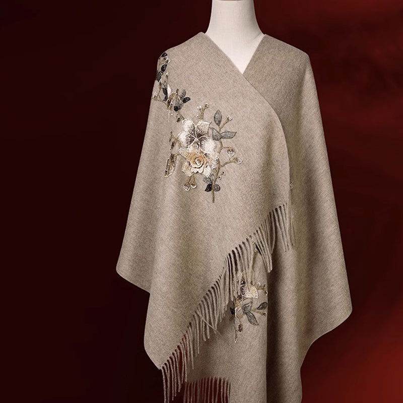 Handcrafted Su Embroidery Cashmere Scarf Premium Quality 200x60cm - Image 2