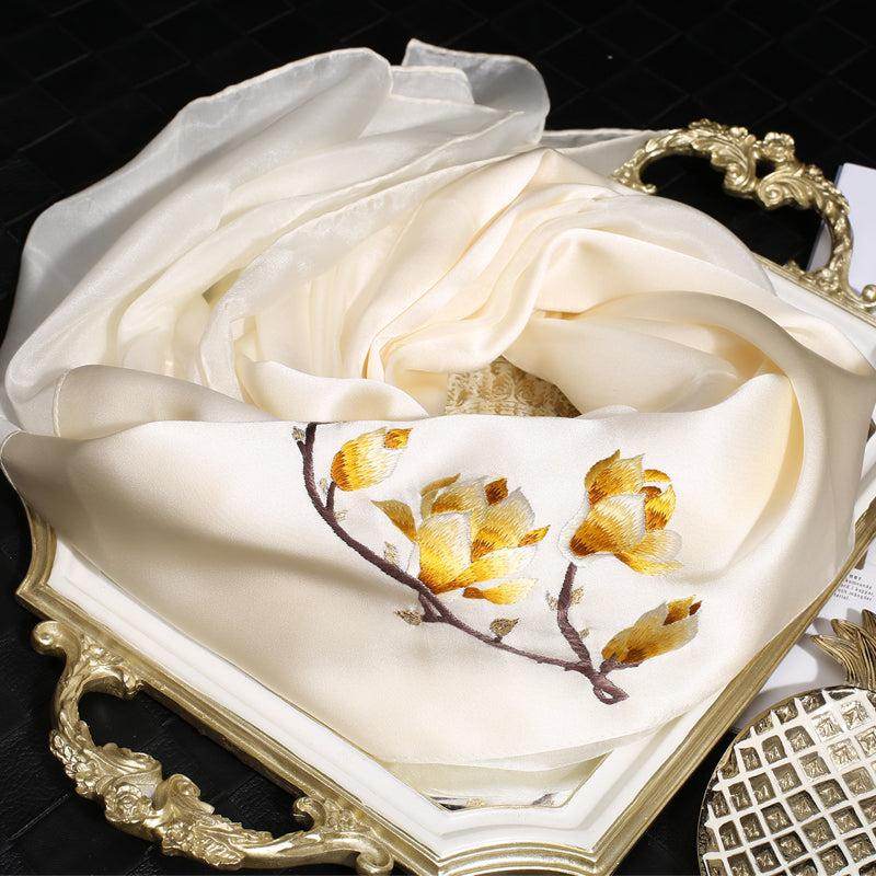 Suzhou Embroidery 100% Mulberry Silk Scarf for Autumn 190x65cm - Image 2