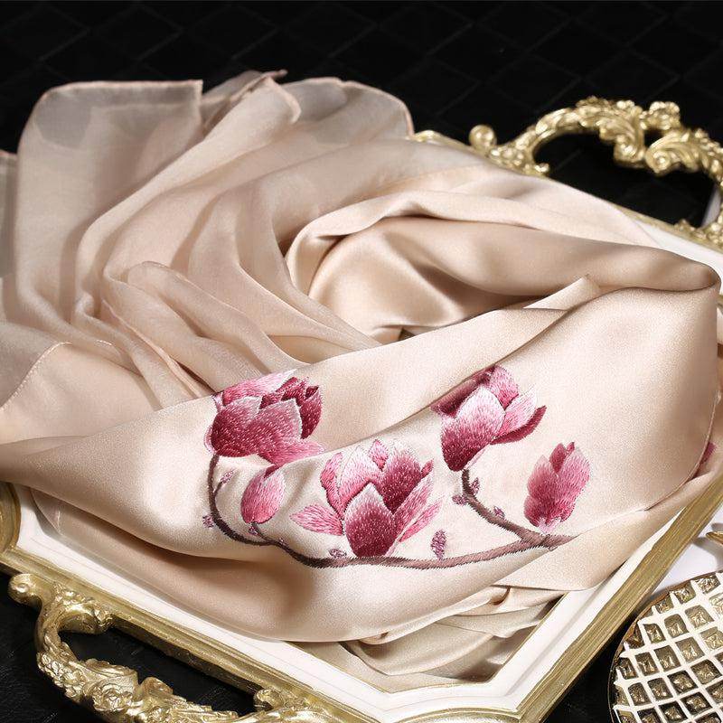 Suzhou Embroidery 100% Mulberry Silk Scarf for Autumn 190x65cm - Image 3