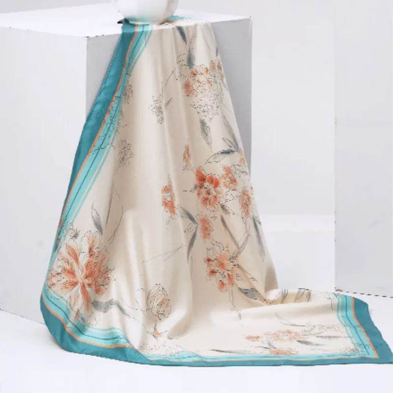 Mulberry Silk Imperial Peony Silk Square Scarf 90 x 90 Cm - Image 5
