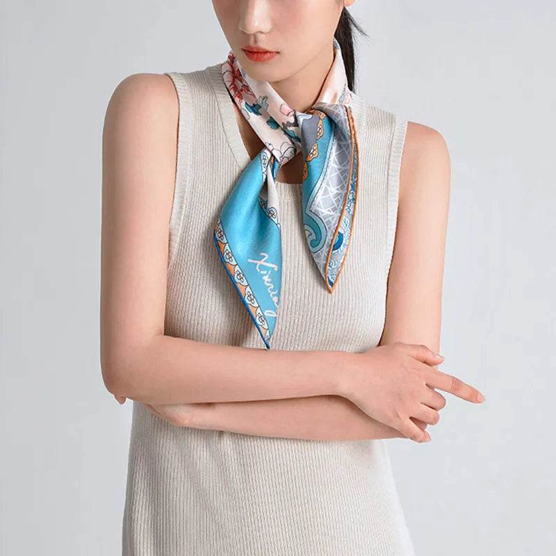 100% Mulberry Silk Jiangnan Bloom Silk Square Scarf 68 x 68 Cm - Image 2