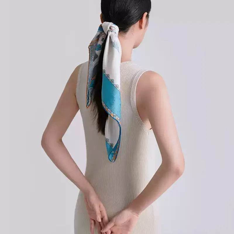 100% Mulberry Silk Jiangnan Bloom Silk Square Scarf 68 x 68 Cm - Image 4