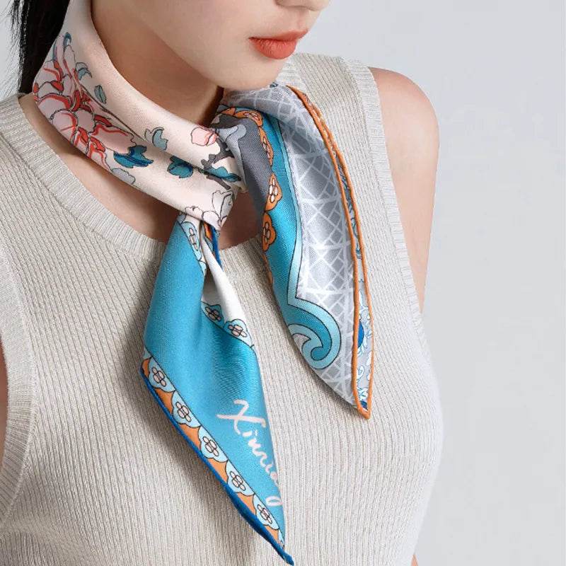 100% Mulberry Silk Jiangnan Bloom Silk Square Scarf 68 x 68 Cm - Image 3