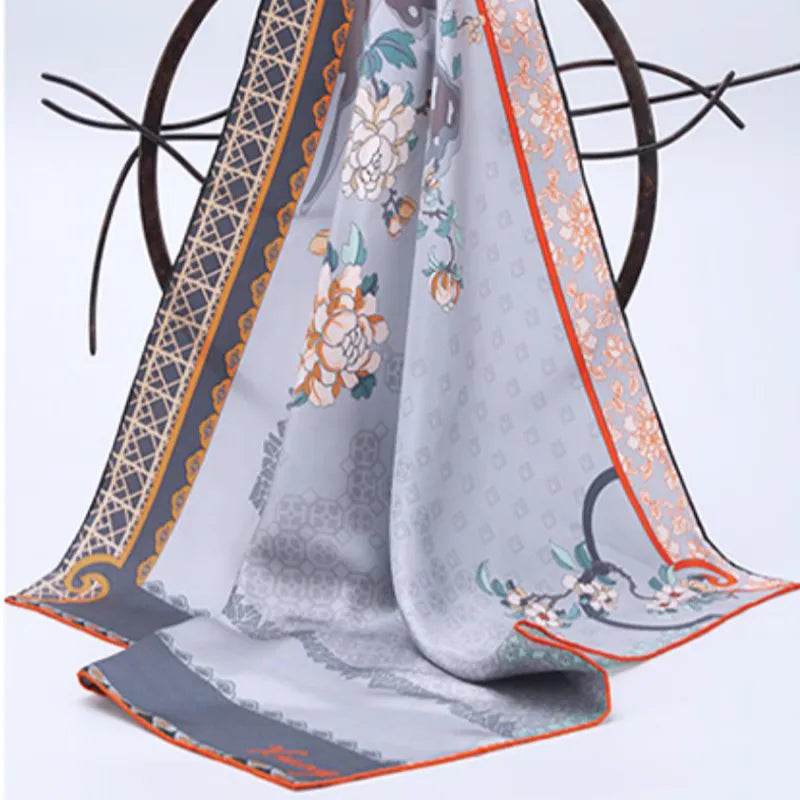 100% Mulberry Silk Jiangnan Bloom Silk Square Scarf 68 x 68 Cm - Image 5