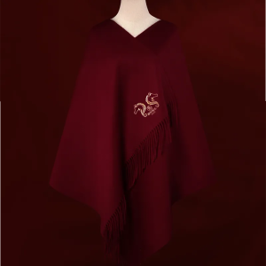 Luxury Embroidered Wool Cashmere Scarf – 2026 Happy Horse Year Design