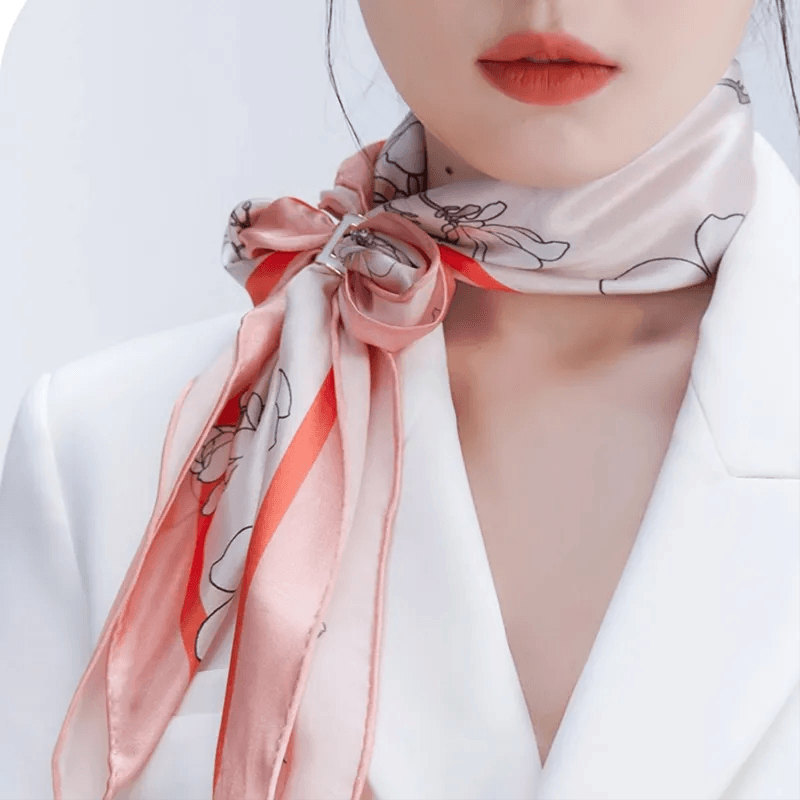 Mulberry Silk 16 Momme Square Scarf Magnolia Blossom Design 68 x 68 Cm - Image 3